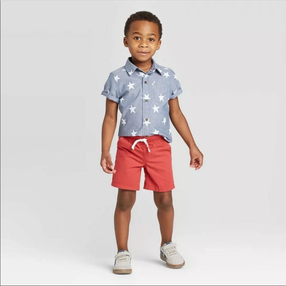 Cat & Jack Chambray Short Sleeve Shirt/Shorts Set